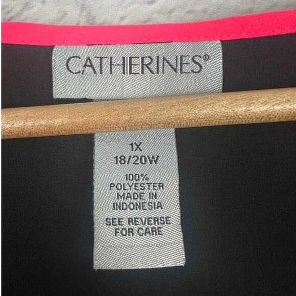 Catherines Womens 1X Minimalist Career Artsy Modest Y2K 90s Colorblock Blouse - Picture 5 of 9